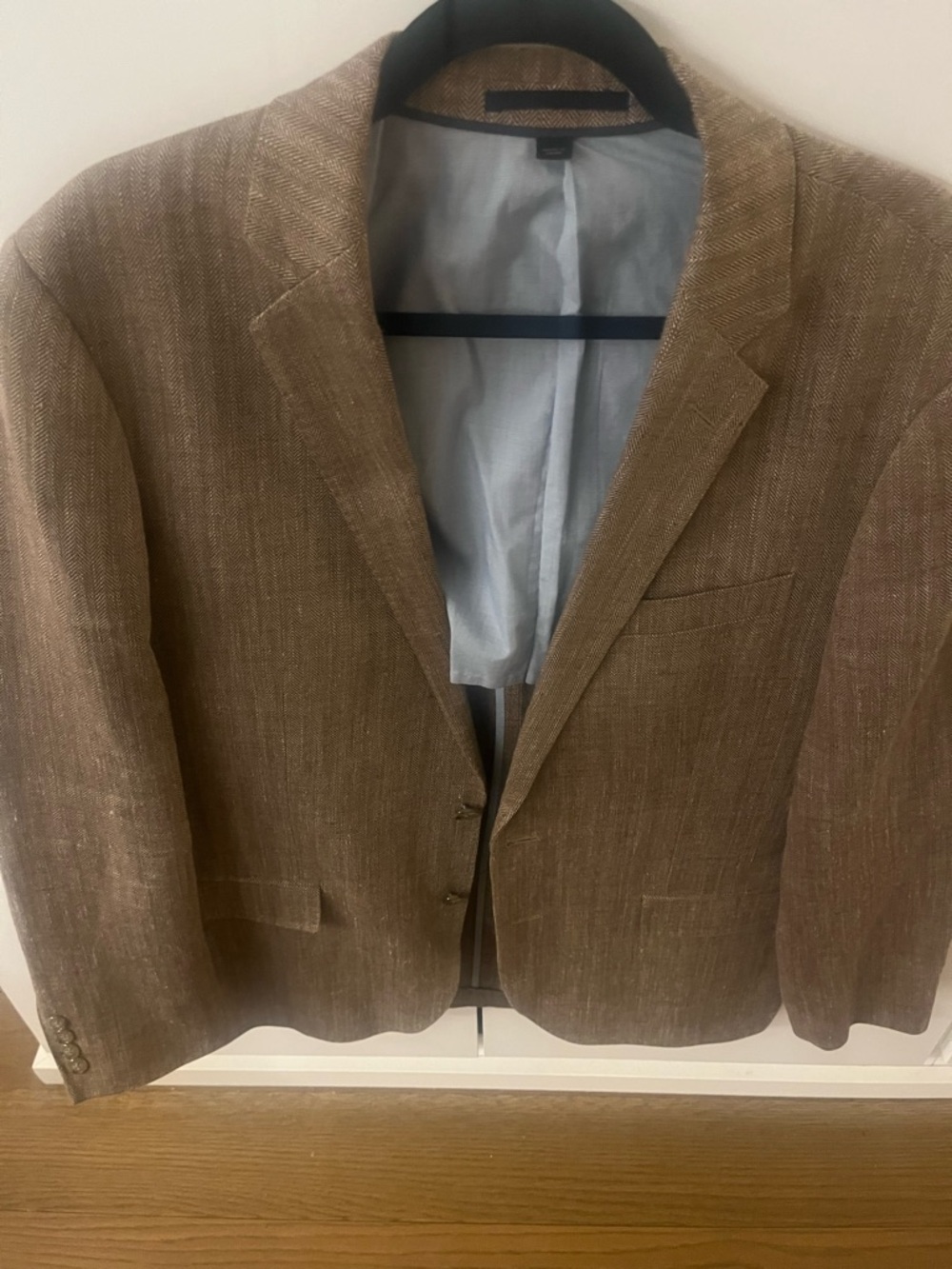 Men's Tan Linen-Blend Herringbone Blazer - J Crew